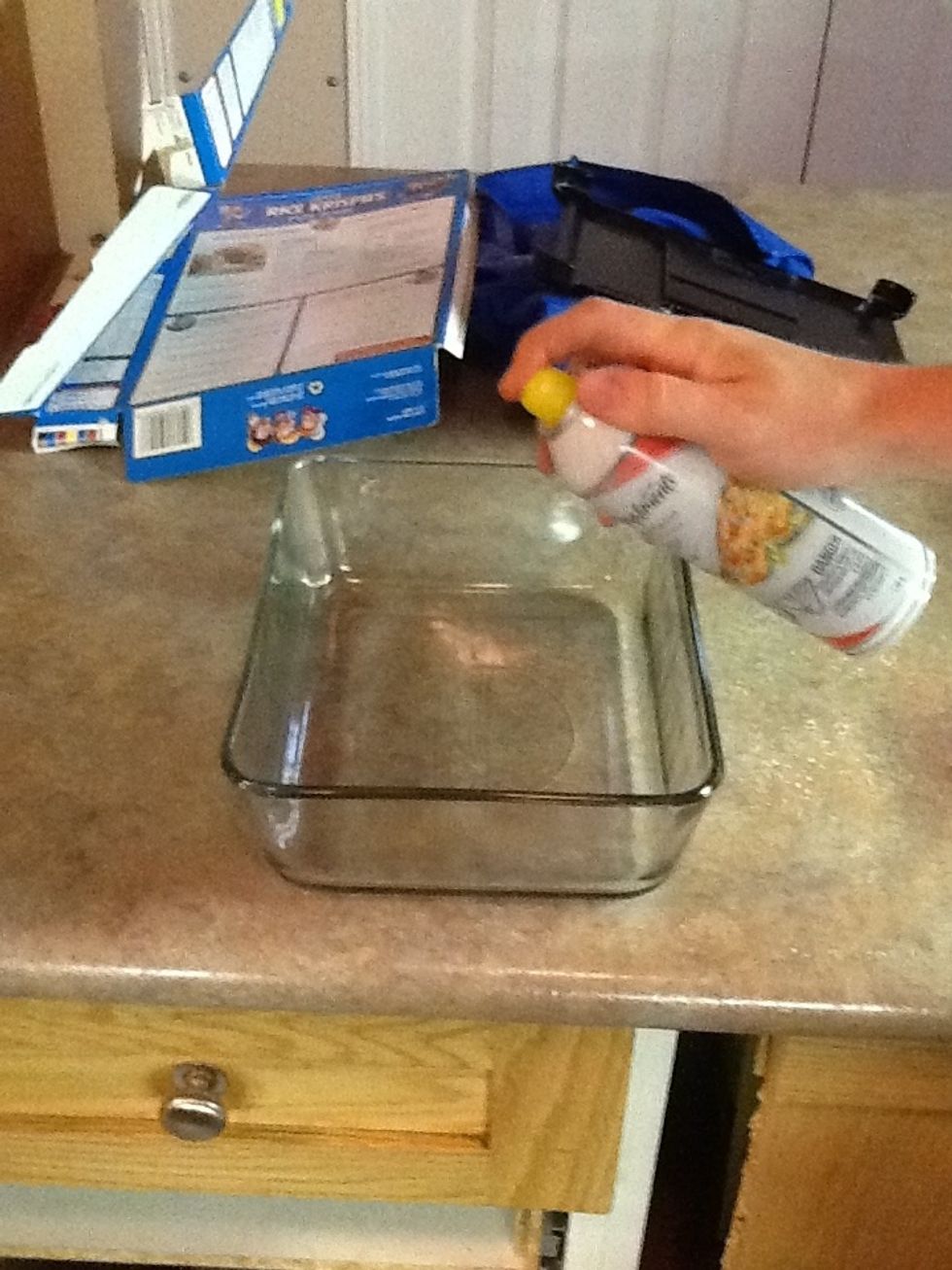 Spray glass bowl with cooking spray