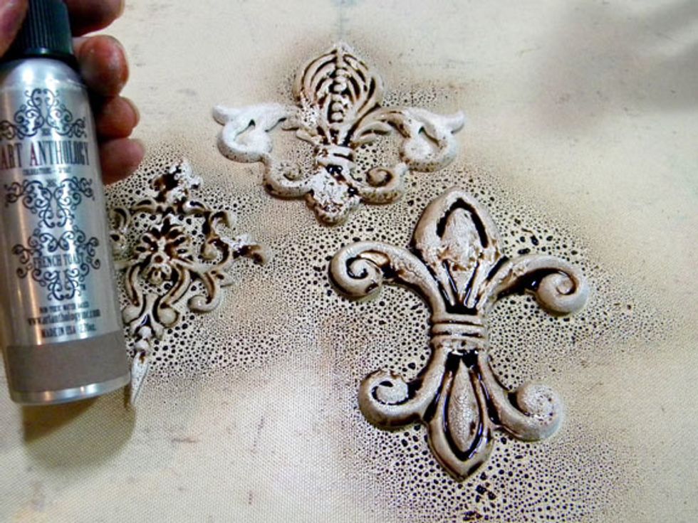Spray liberally with French Toast Colorations Spray.  Make sure it gets in all the crevices.
