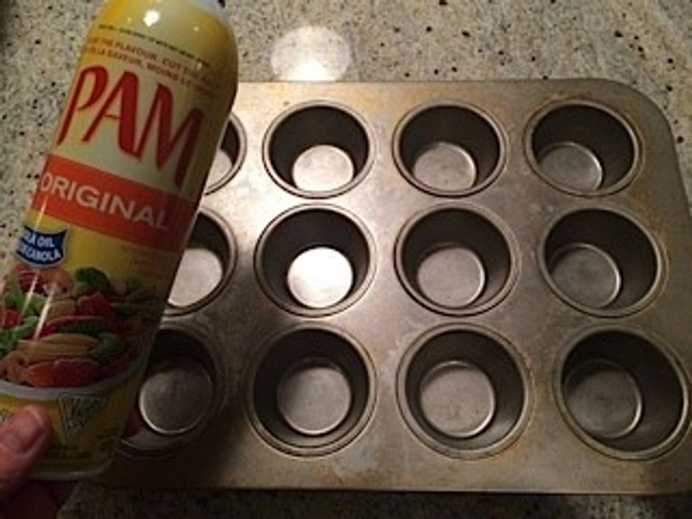 Spray muffin tins.