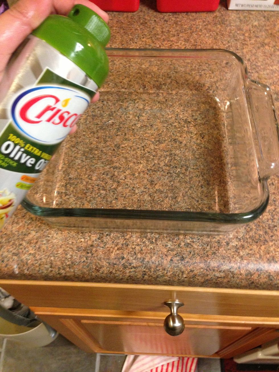 Spray or brush olive oil on your baking pan