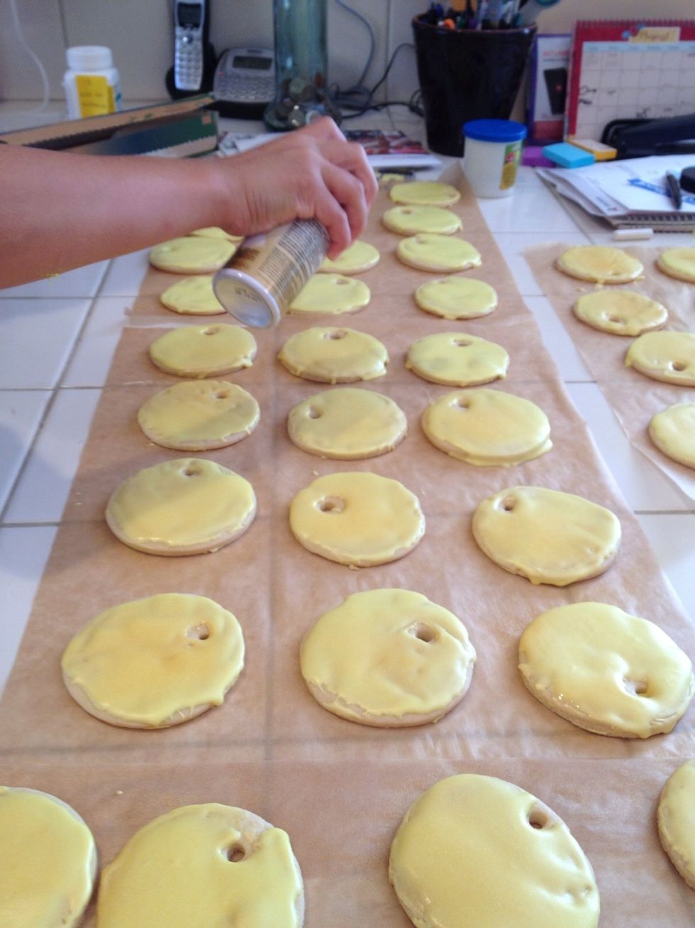 Spray over the cookies