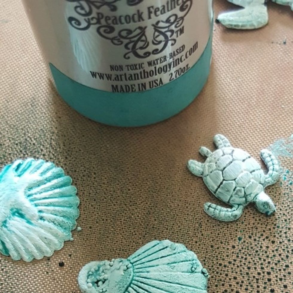 spray overtop with Colorations - Peacock Feathers