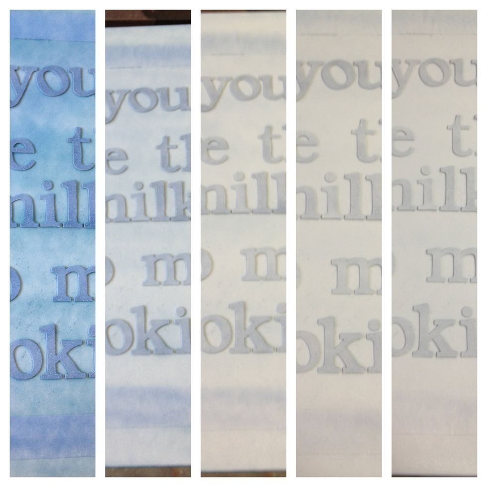 Spray paint: about a foot away from canvas, nice/even pendulum swings over the canvas. I did five light coats to avoid leaking/running. Wait five minutes between each coat.
