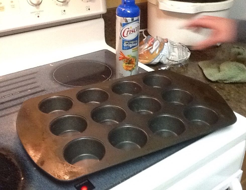 Spray pan generously