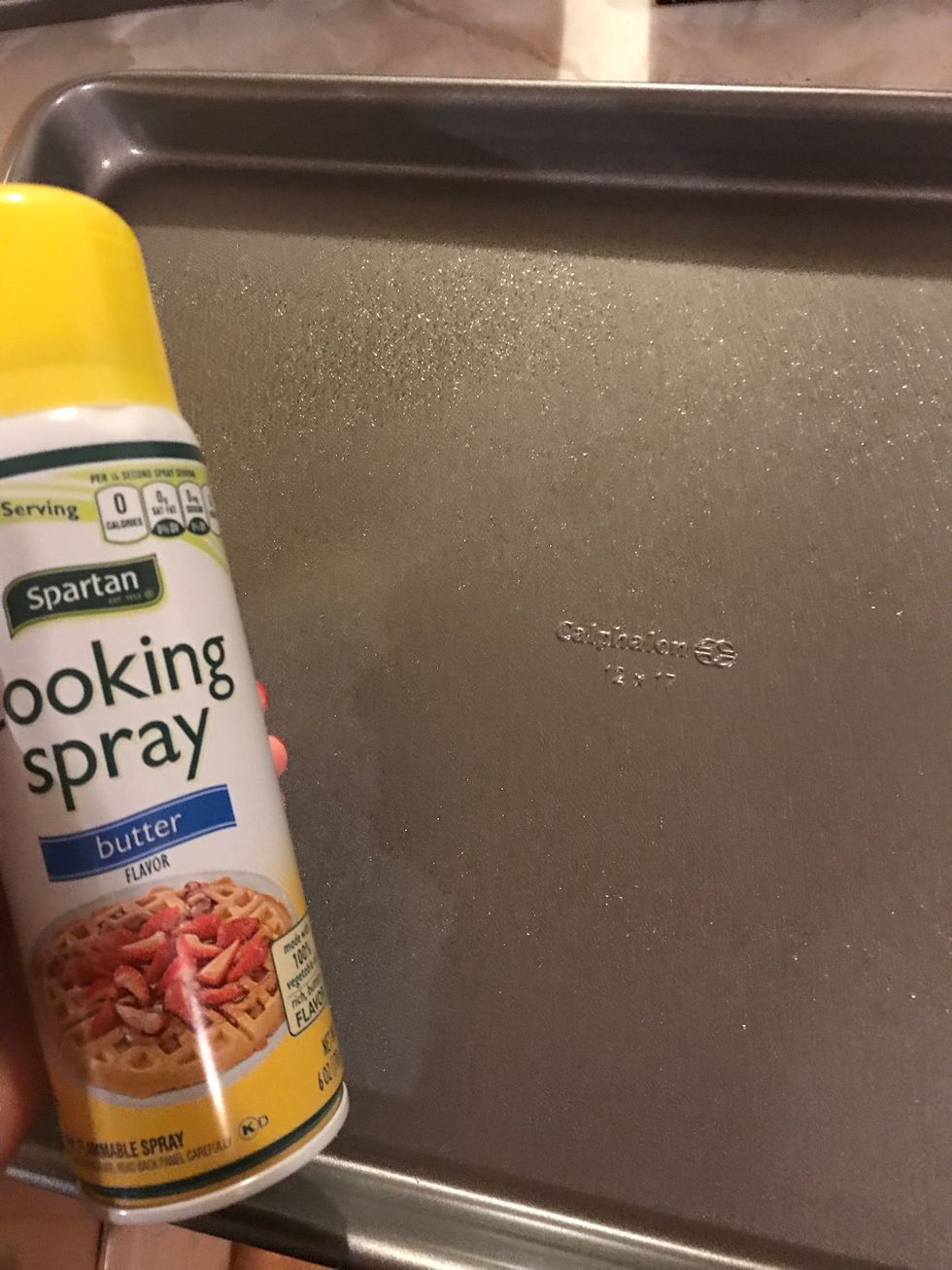 Spray pan to prevent sticking