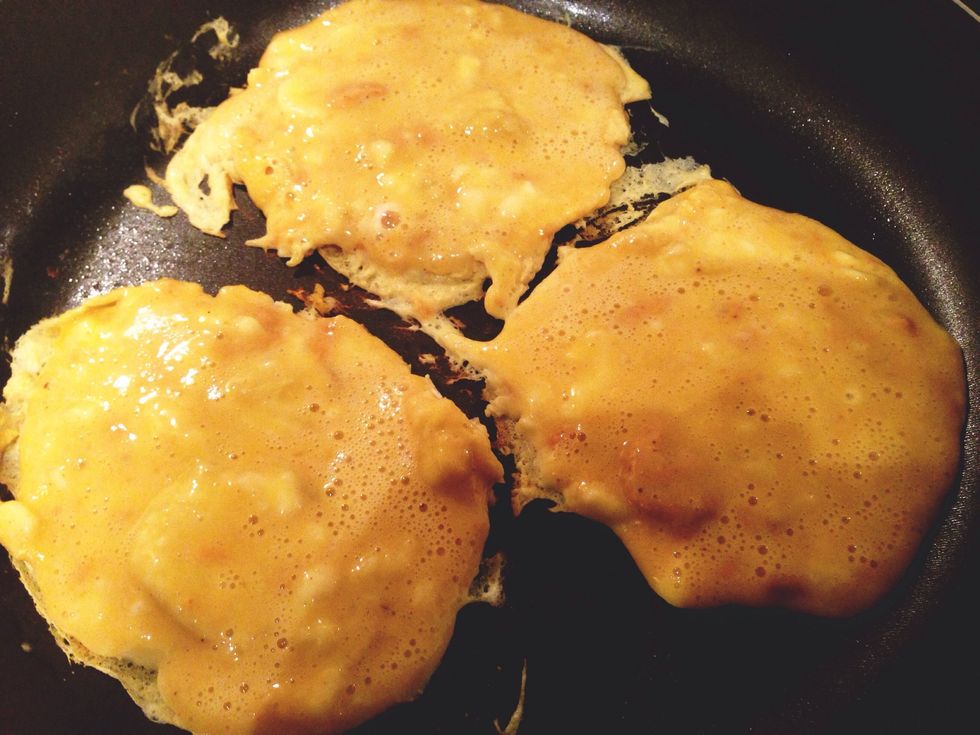 Spray pan with fry light and put mix in the pan on medium heat (makes 3 thick pancakes)
