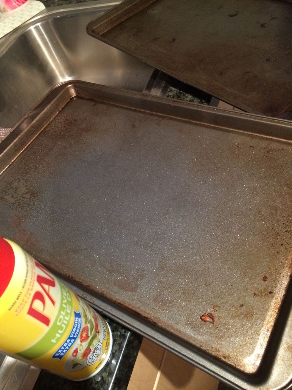 Spray pan with oil you will probably need two