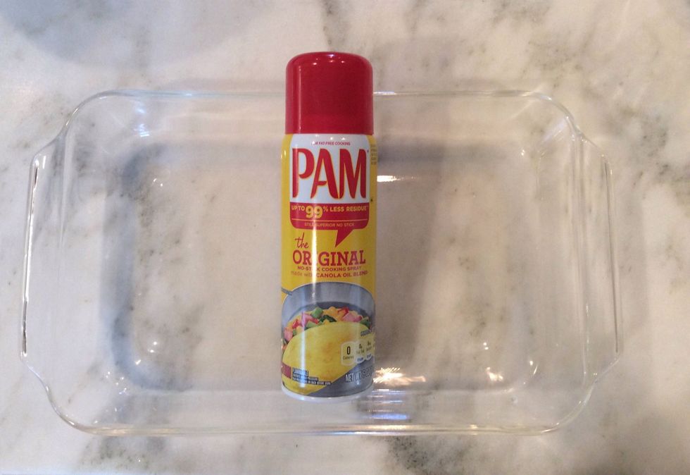 Spray pan with PAM on all sides to prevent sticking (anything can be used that prevents sticking but I found PAM works the best)
