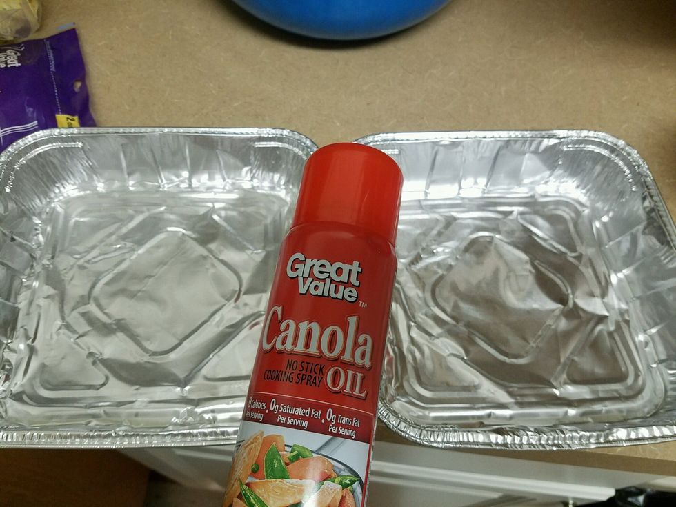 Spray pans with canola oil