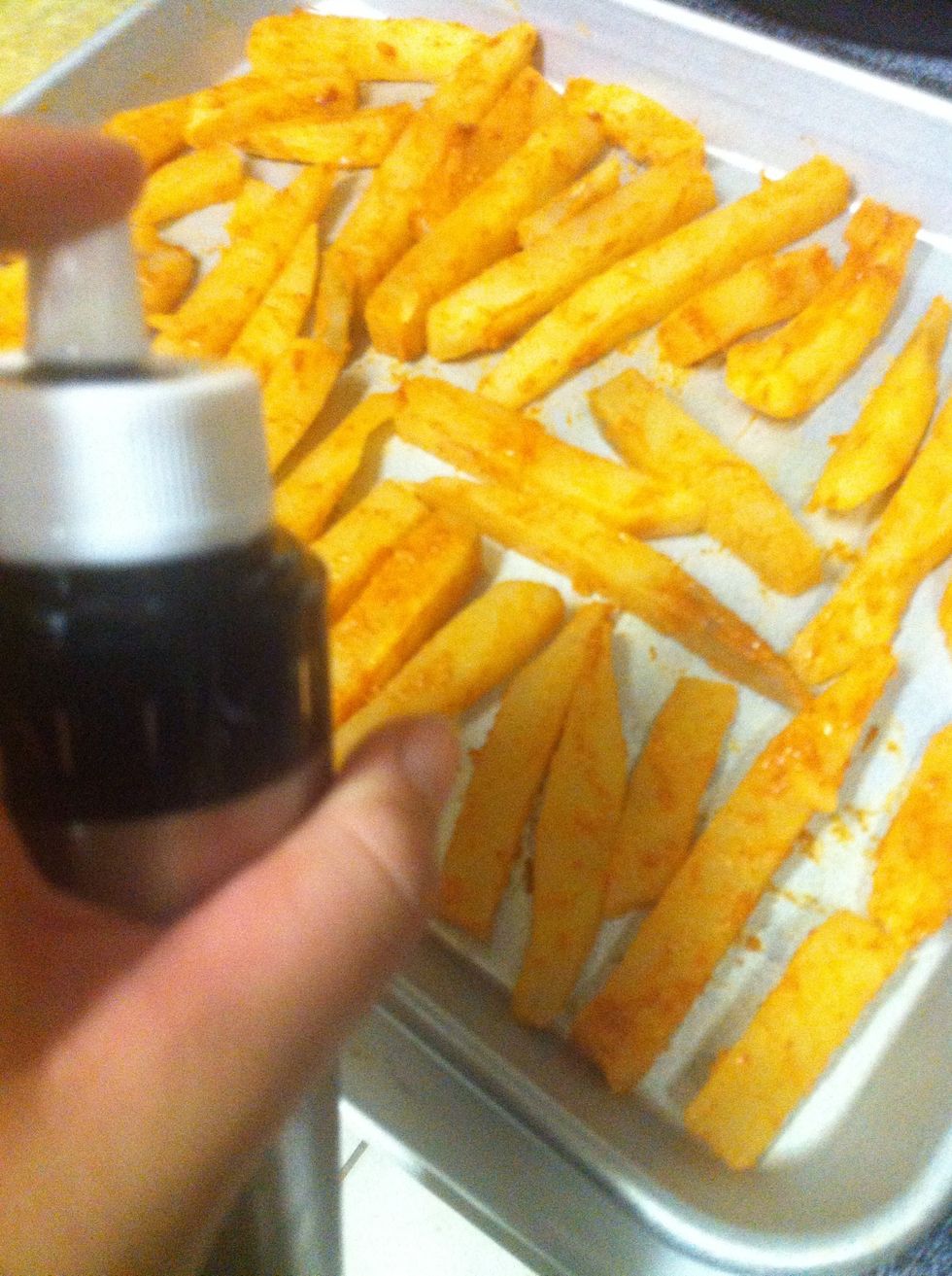 spray some cooking spray over the top.