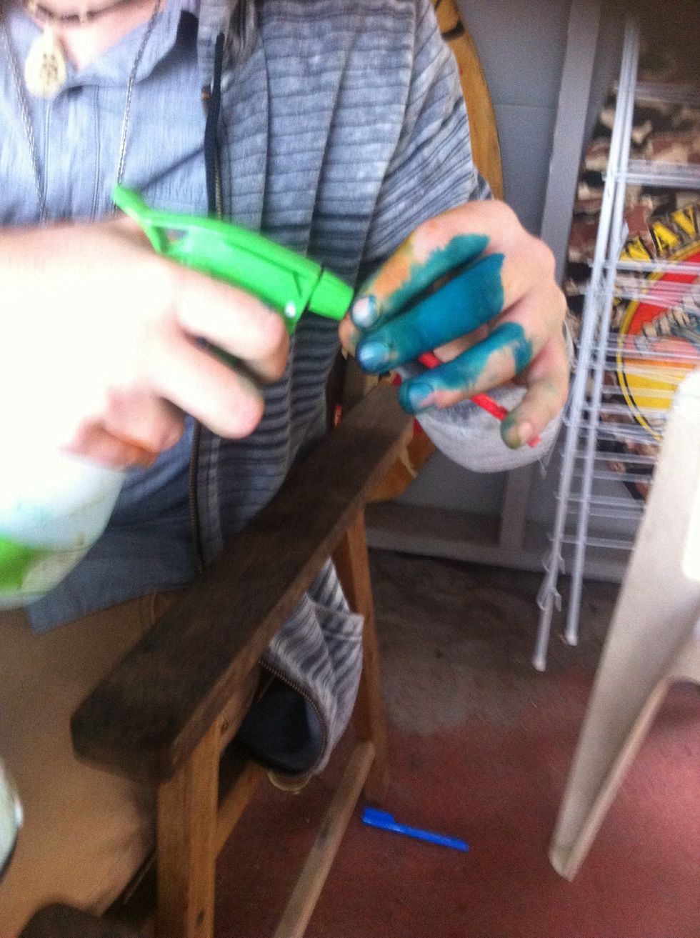 Spray some of yur water bottle through the ink straw