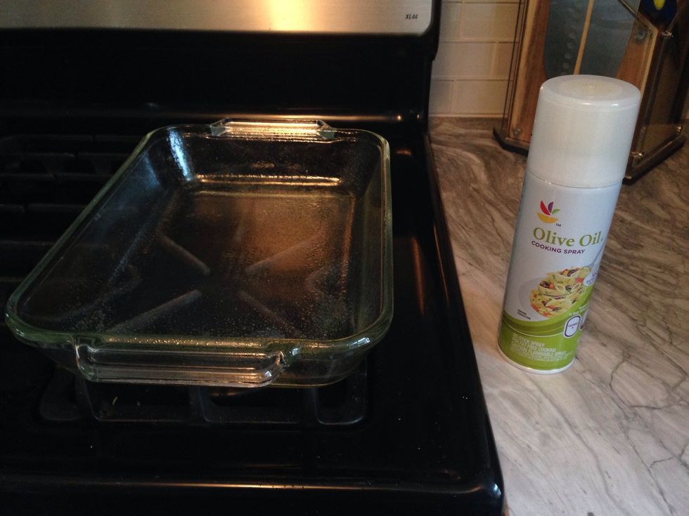 Spray the baking dish with non stick spray.