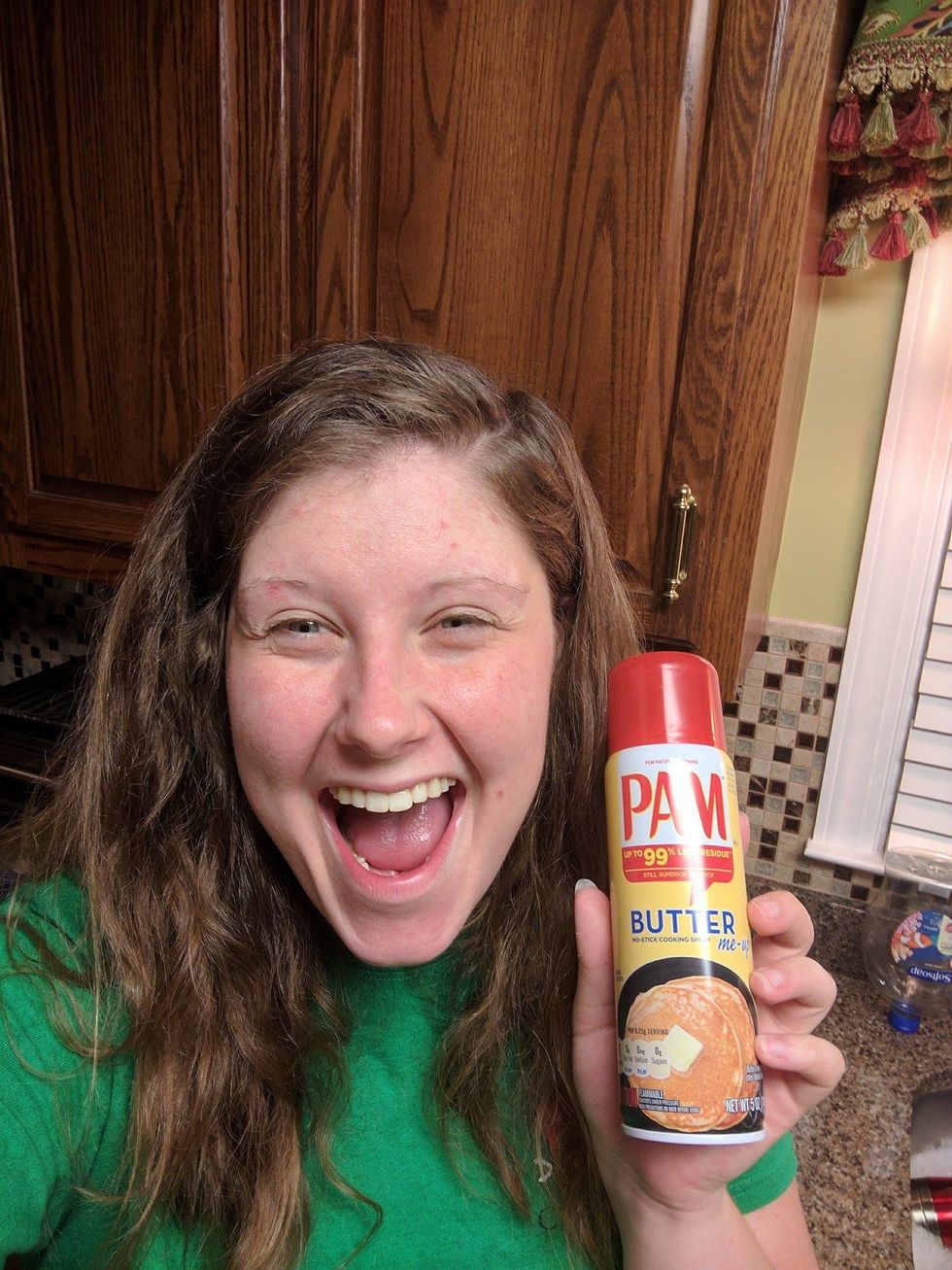 Spray the bottom of the 13" x 9" metal pan with PAM Butter Me-Up Non-Stick Cooking Spray.