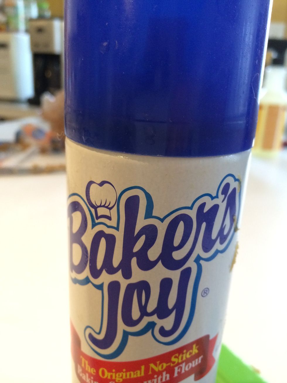 Spray the bottom of your cookie dough pan with Baker's Joy (no-stick spray with flour) and preheat your oven to whatever temp your refrigerated dough or recipe says to use.  (350 degrees for us.)