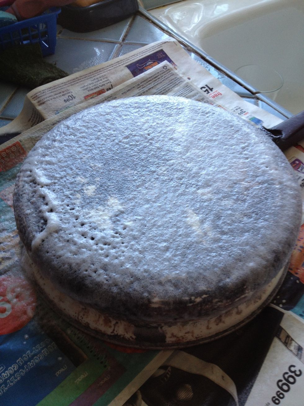 Spray the oven cleaner on the bottom of the pan.