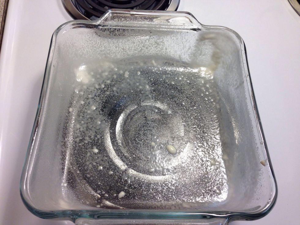 Spray the pan with a baking spray