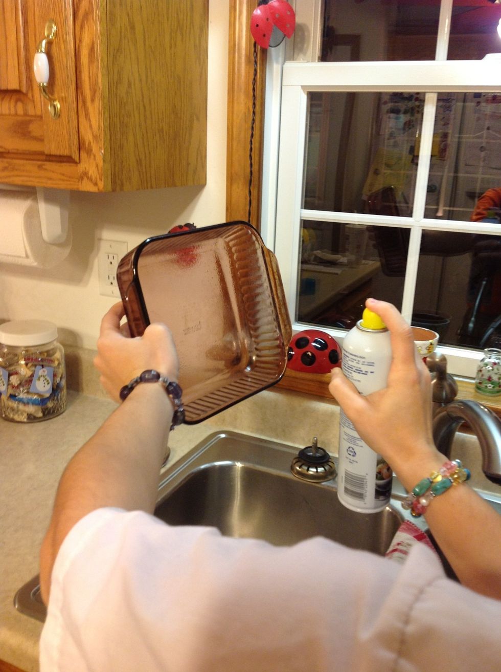 Spray the pan with no stick cooking spray.