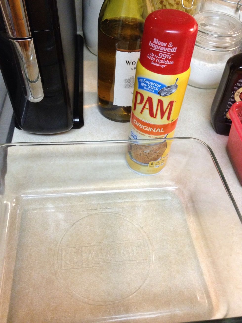 Spray the pan with Pam