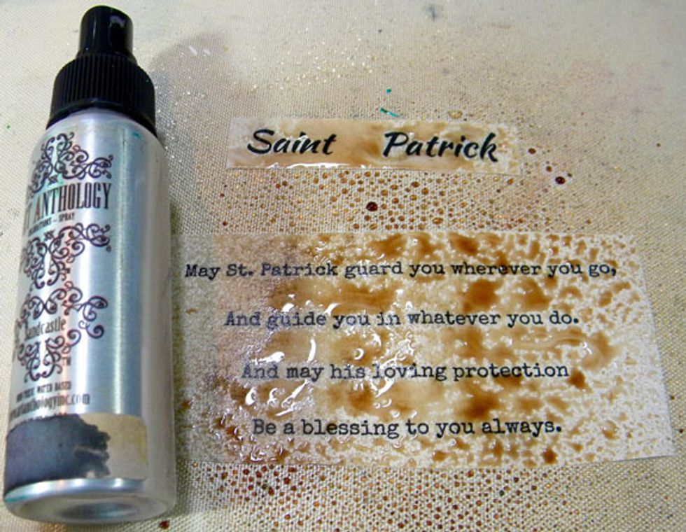 Spray the poem with Sandcastle Colorations Spray and water. Roll a paper towel over it to soak up the excess spray. Set aside to dry or use a heat tool.