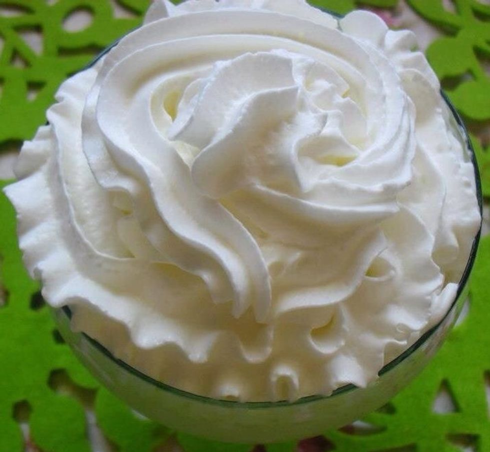 Spray the whipped cream over the mixture