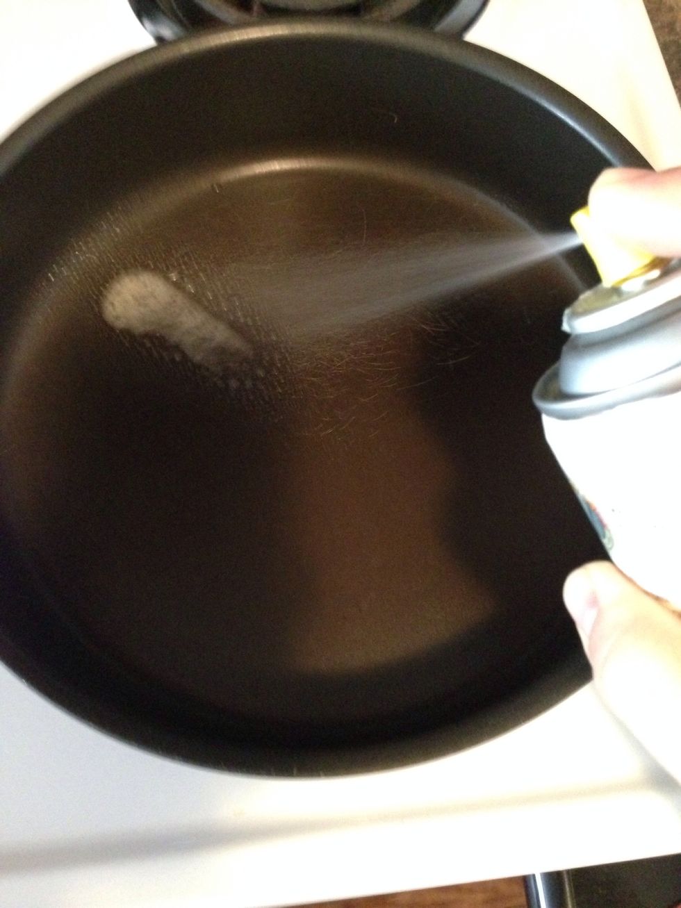 Spray with cooking spray. I used a coconut oil spray!