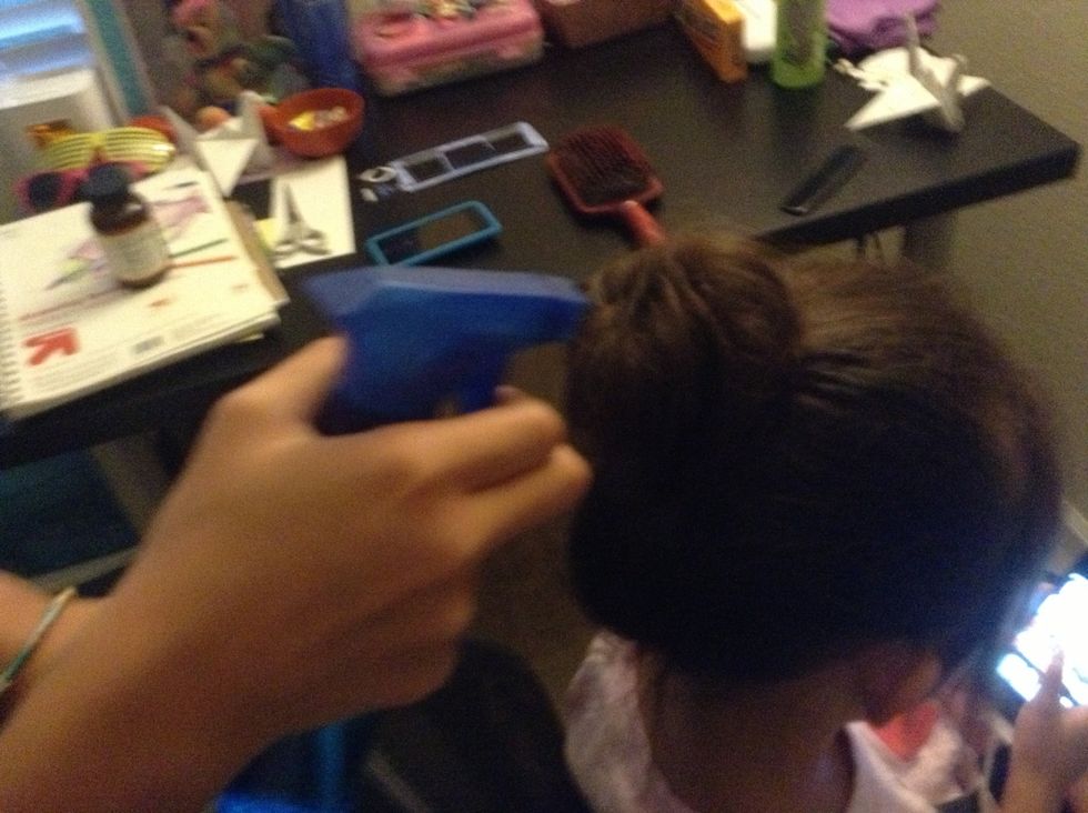Spray with hair spray