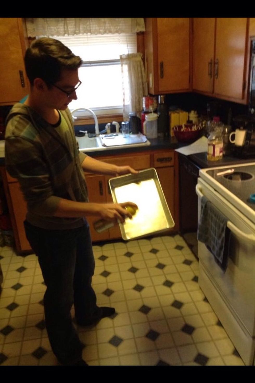 Spray your 13x9 pan with non-stick cooking spray.