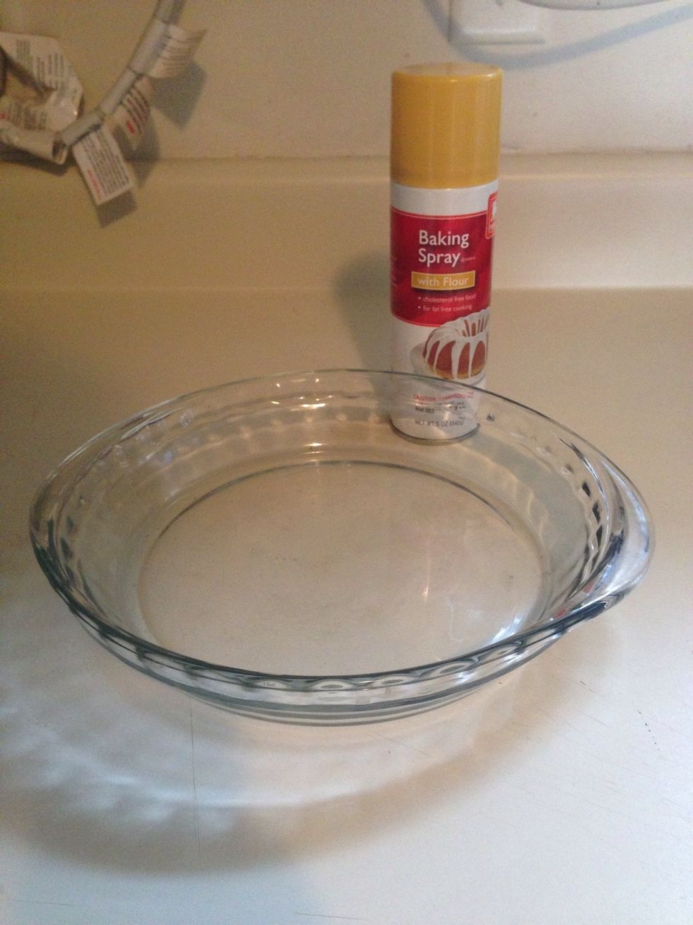 Spray your 9" pie plate with non stick cooking spray.