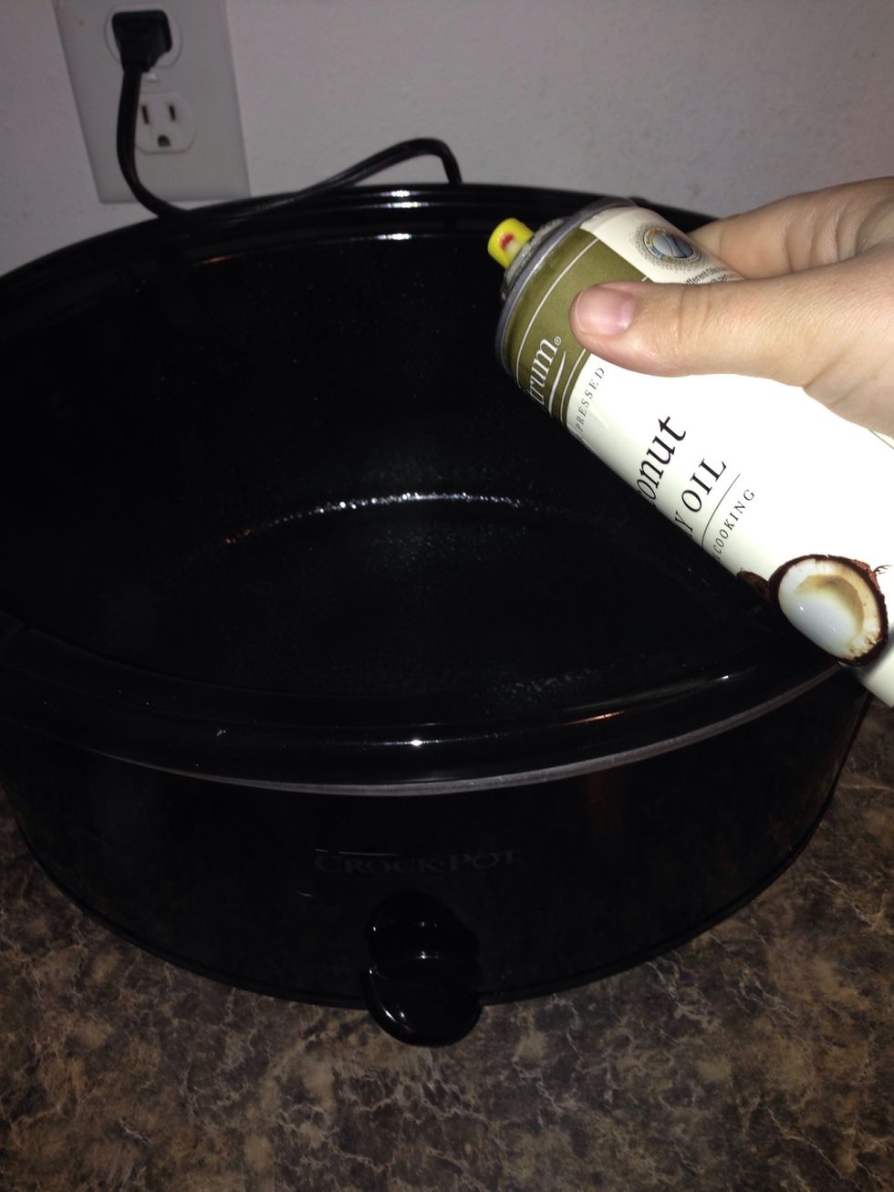 Spray your crockpot with non stick spray. I used a coconut oil spray.