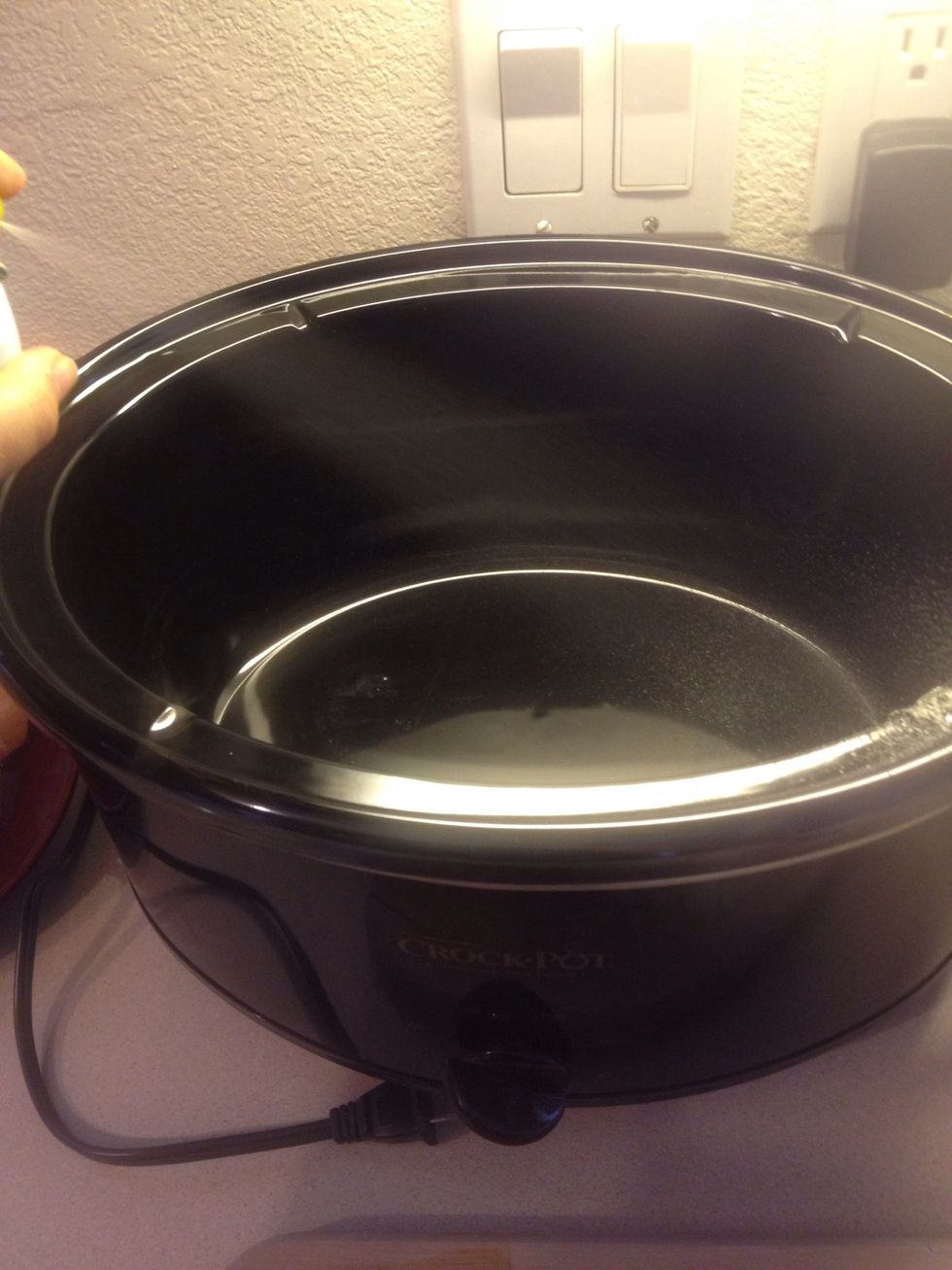 Spray your crockpot with non stick spray