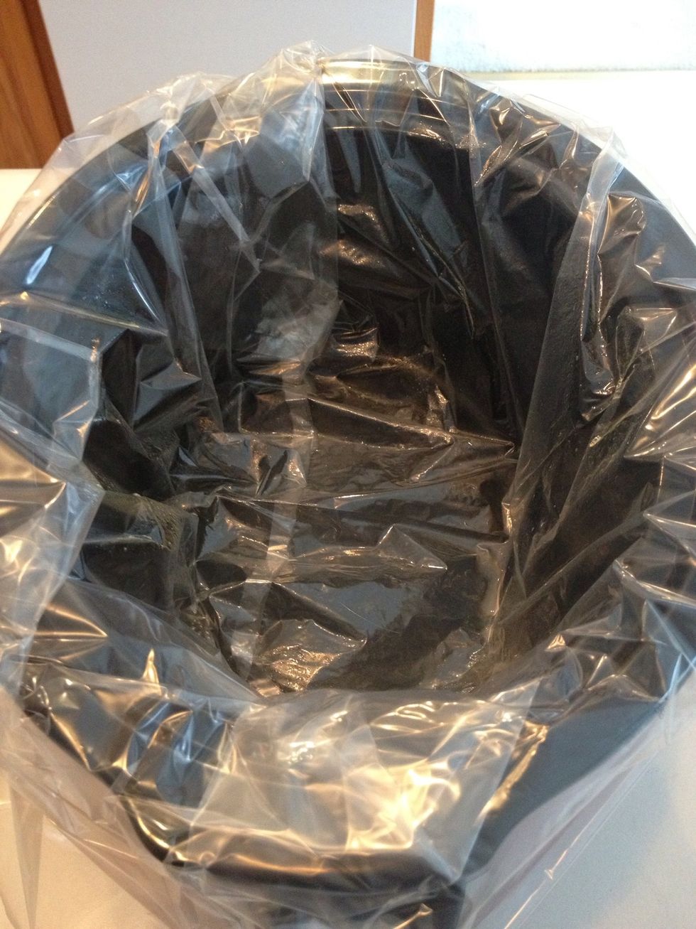 Spray your crockpot with nonstick cooking spray. If you use a liner like me, spray the liner.