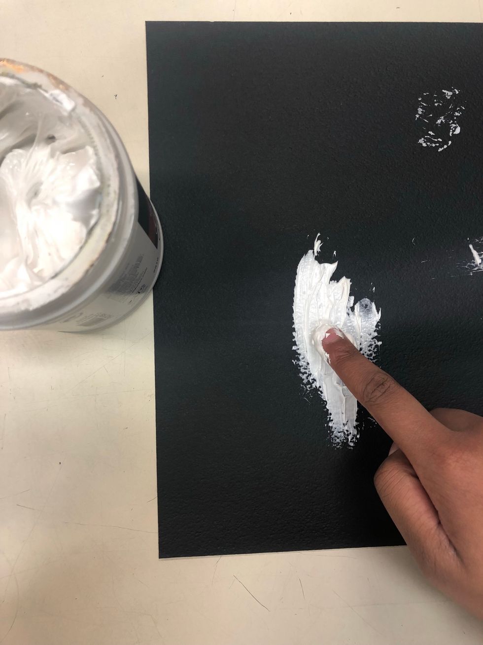 Spread a thin layer of modeling paste on your surface.