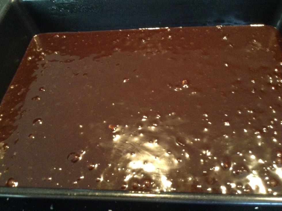 Spread all ingredients into greased pan.