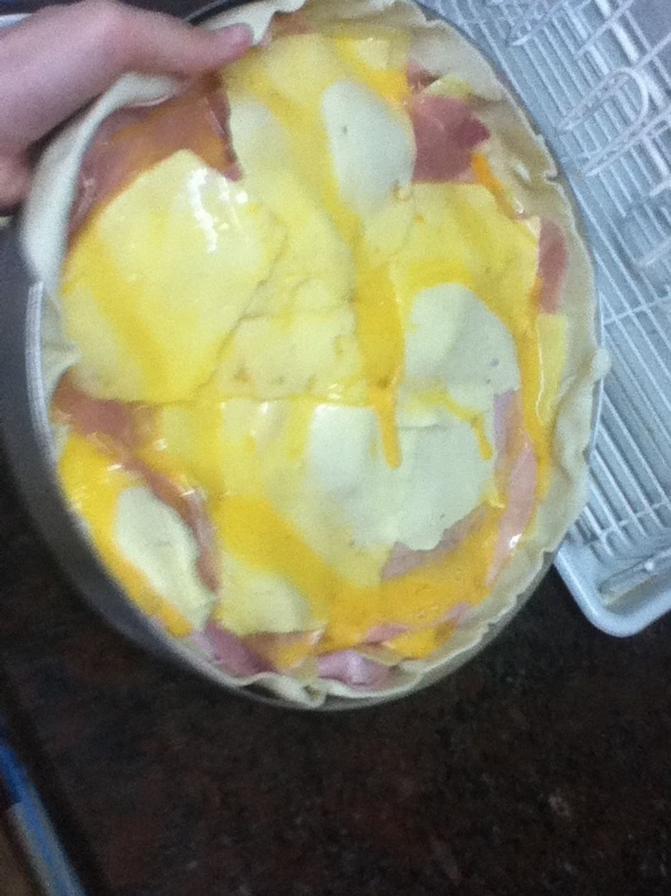 Spread all over the pie, so it have equal parts