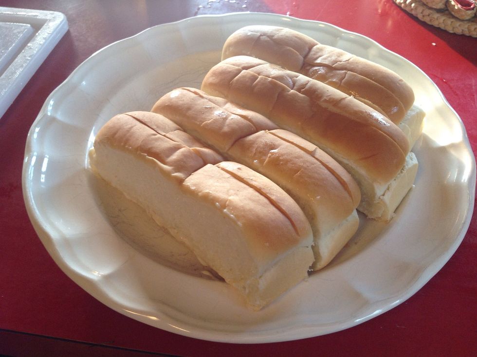 Spread Becel Buttery Taste on outside of buns.