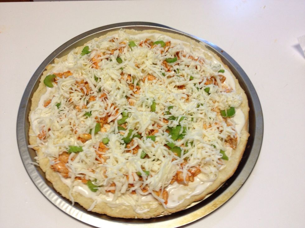 Spread cheese. Amount is by your desire of taste.