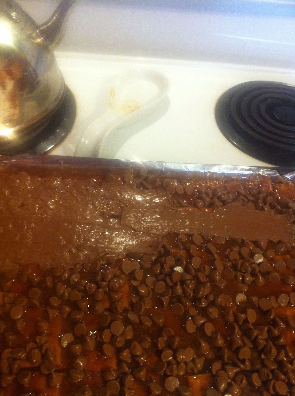 Spread chocolate evenly Let cool completely. .