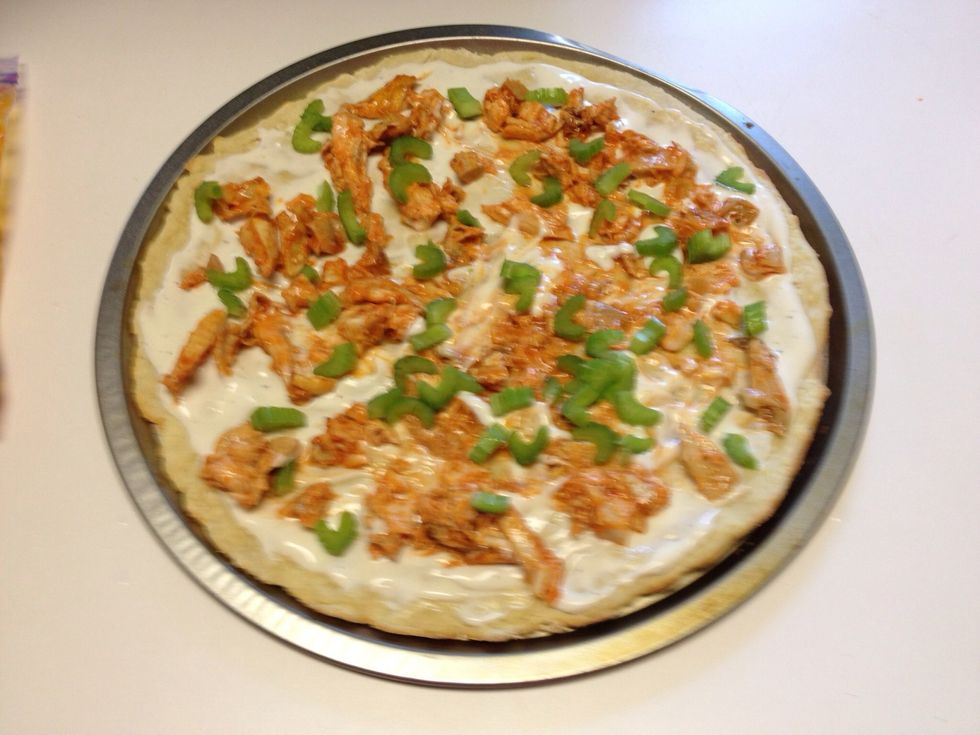 Spread chopped celery.