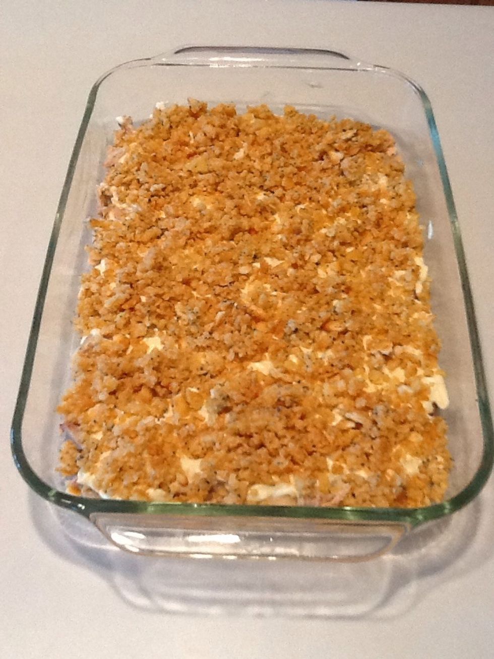 Spread crumb mixture over chicken and sauce. Place in oven for 30 minutes.