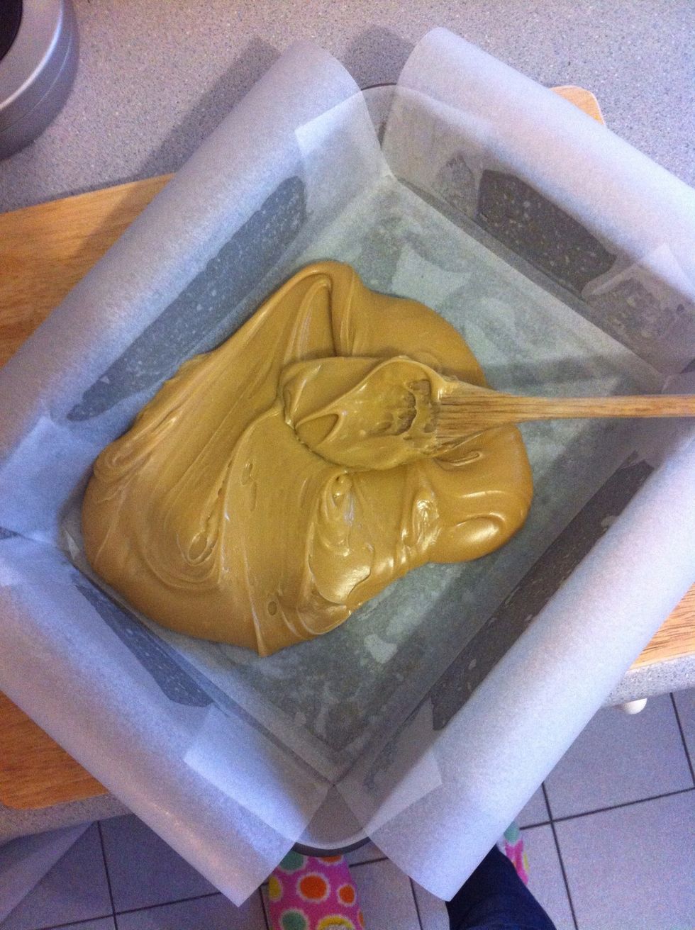 Spread evenly in pan - again, you need to work quickly before it cools too much.