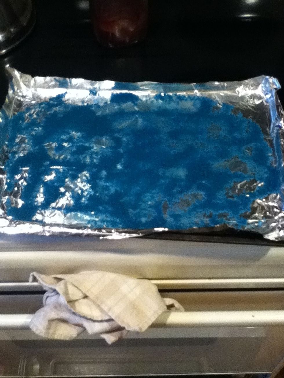 Spread evenly on a baking sheet. Make sure to cover your baking sheet with tin foil