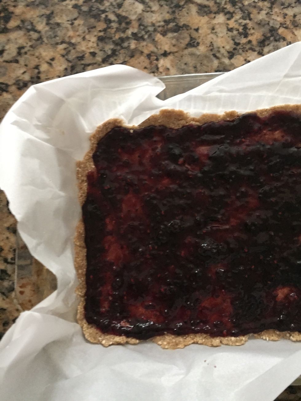 Spread it all over the crumb mixture