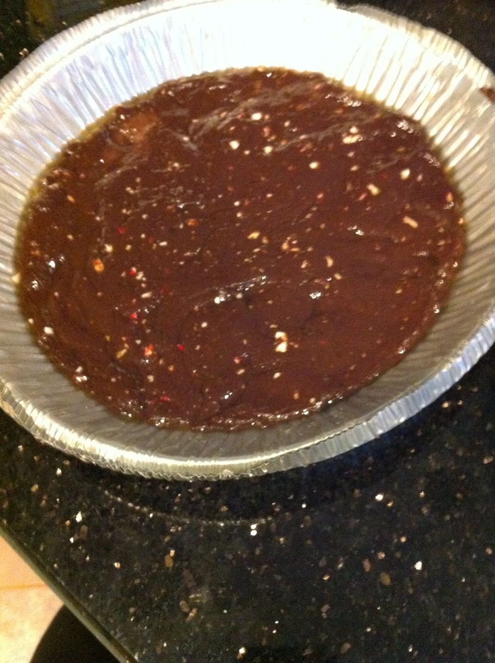 Spread it evenly in the pan