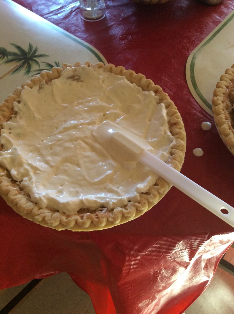 Spread it out evenly around the pie.