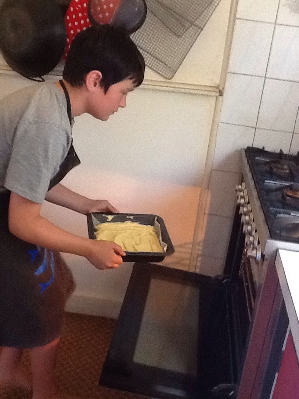 Spread mixture around and add to oven