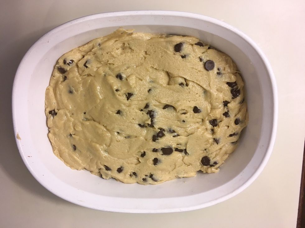 Spread mixture evenly in the pan.