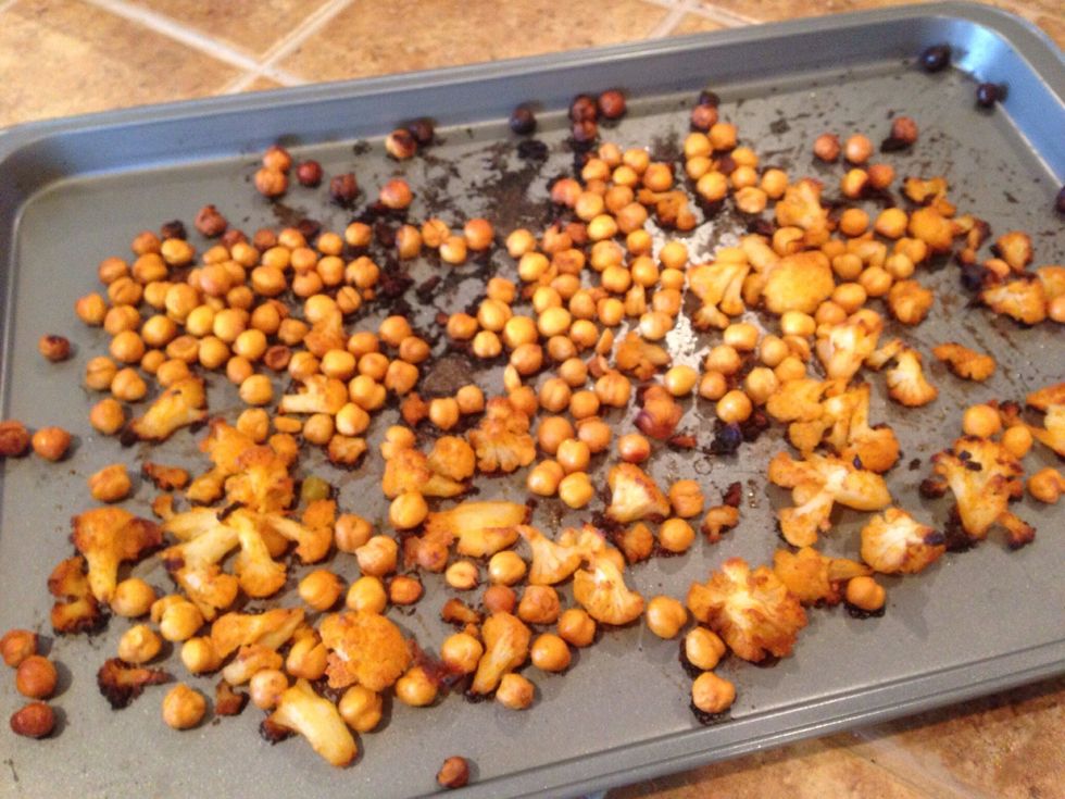 Spread mixture on greased pan and roast at 400 degrees for 35 minutes until browned.