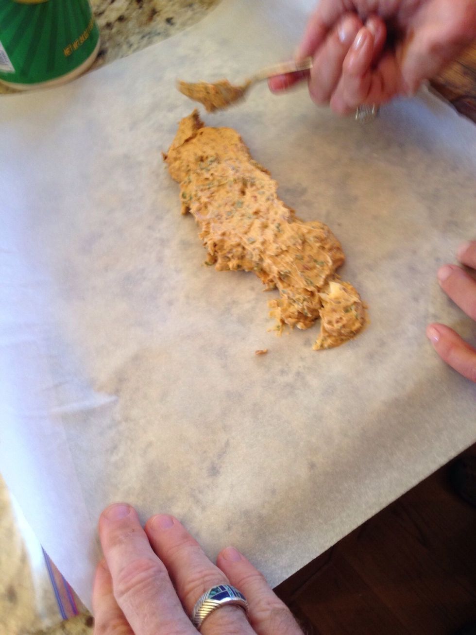 Spread mixture onto parchment paper