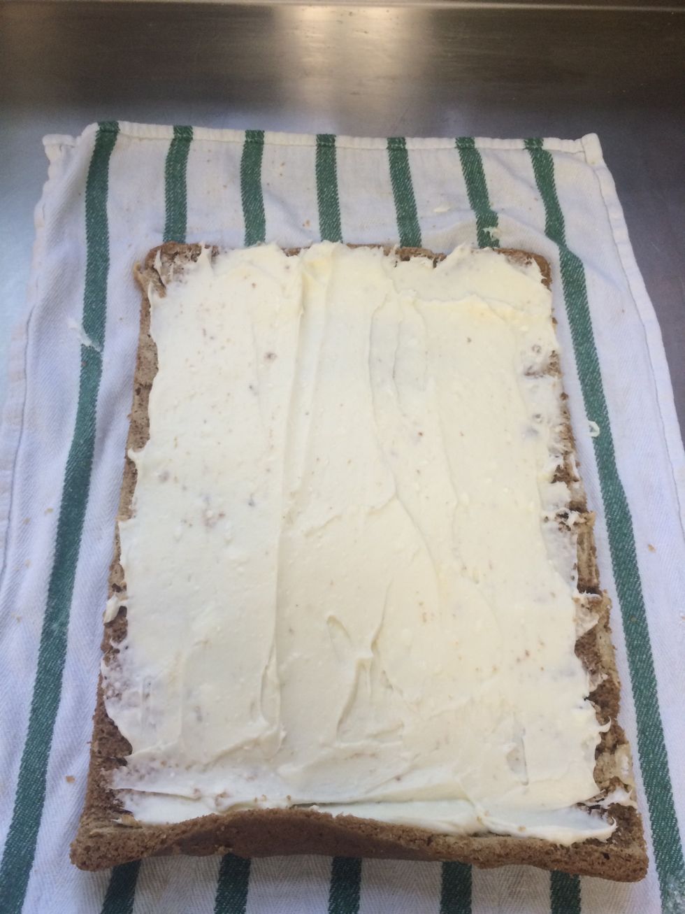 spread mixture onto unrolled cake (spread evenly)