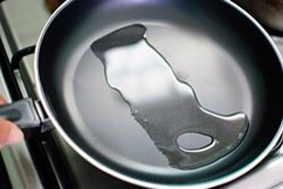 Spread non stick Pam or butter across the pan